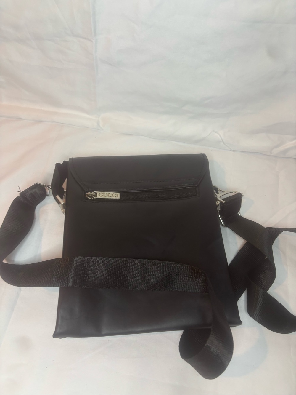 Gucci Black Nylon Messenger Bag with Silver Hardware